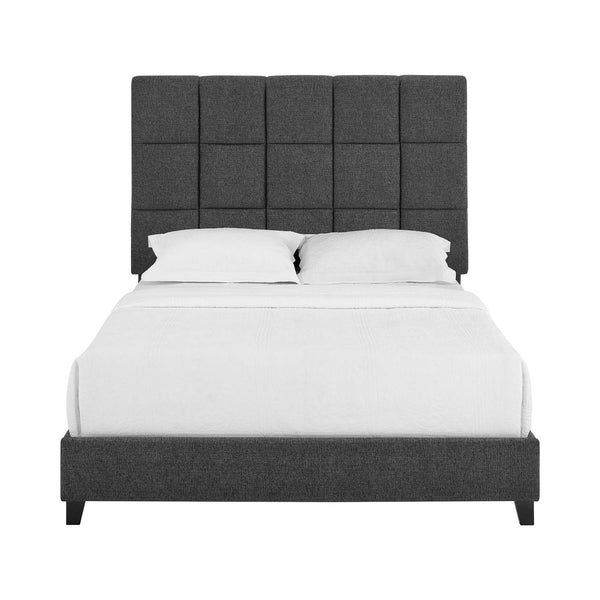 Upholstered Squares Panel Bed Graphite