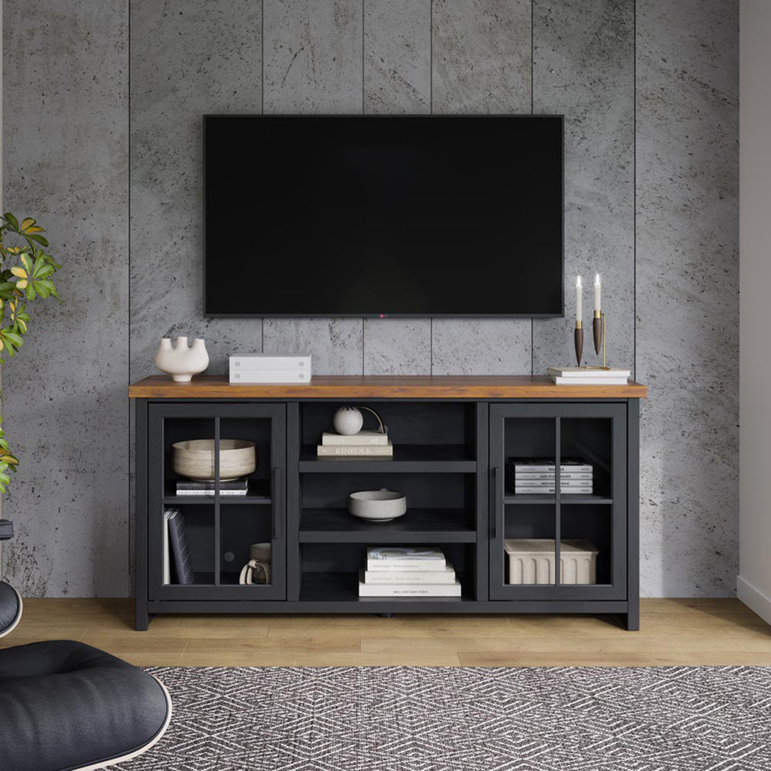 Essex 67-inch TV Stand Black/Whiskey - Modern Farmhouse