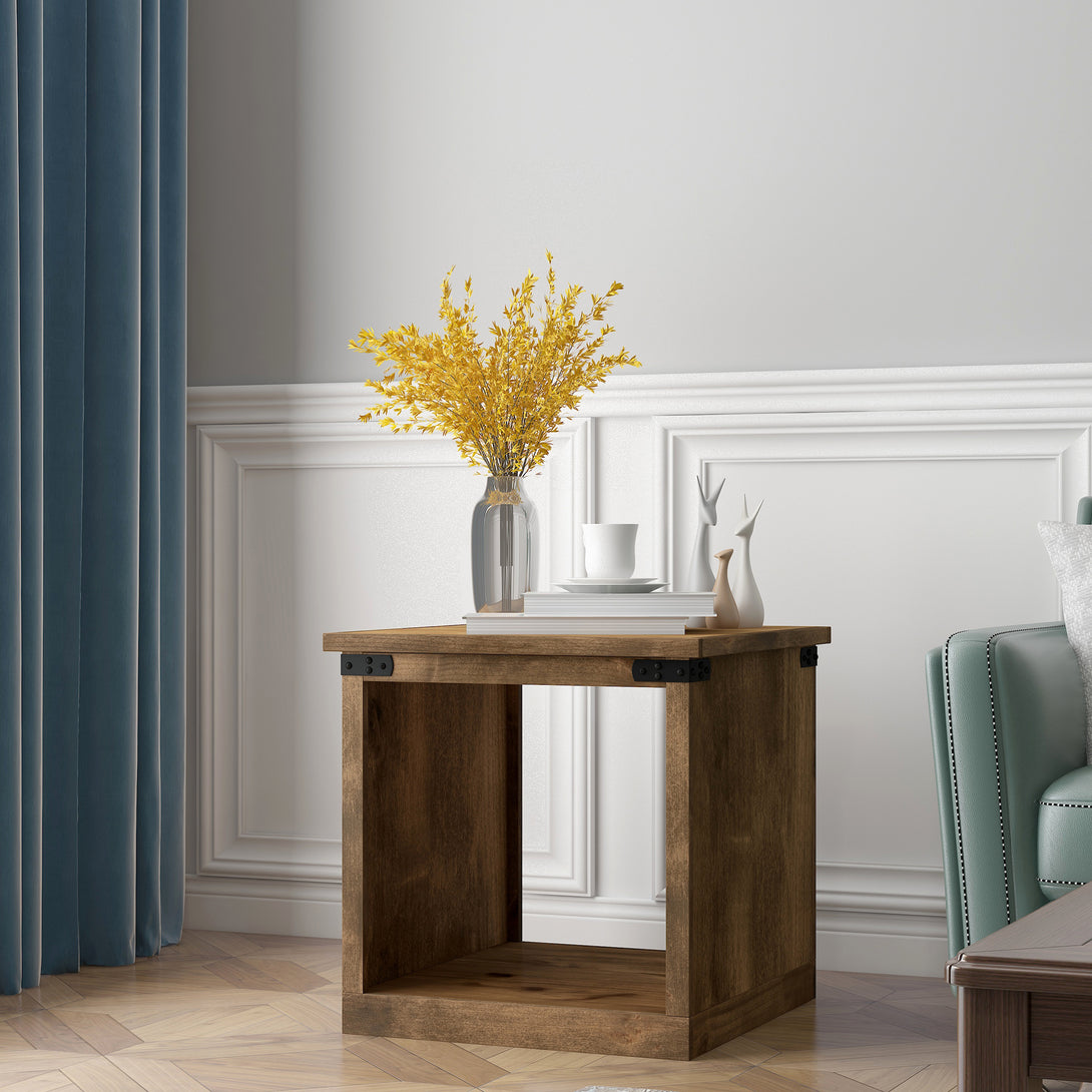 Farmhouse End Table in living room Aged Whiskey - Modern Farmhouse