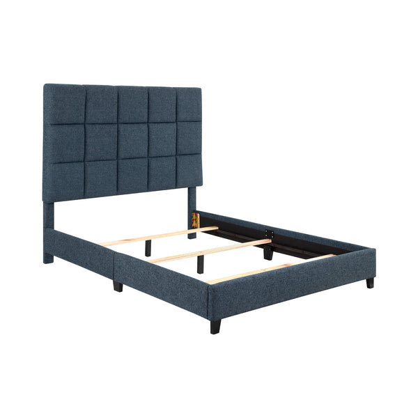 Bridger Upholstered Squares Panel Bed Navy