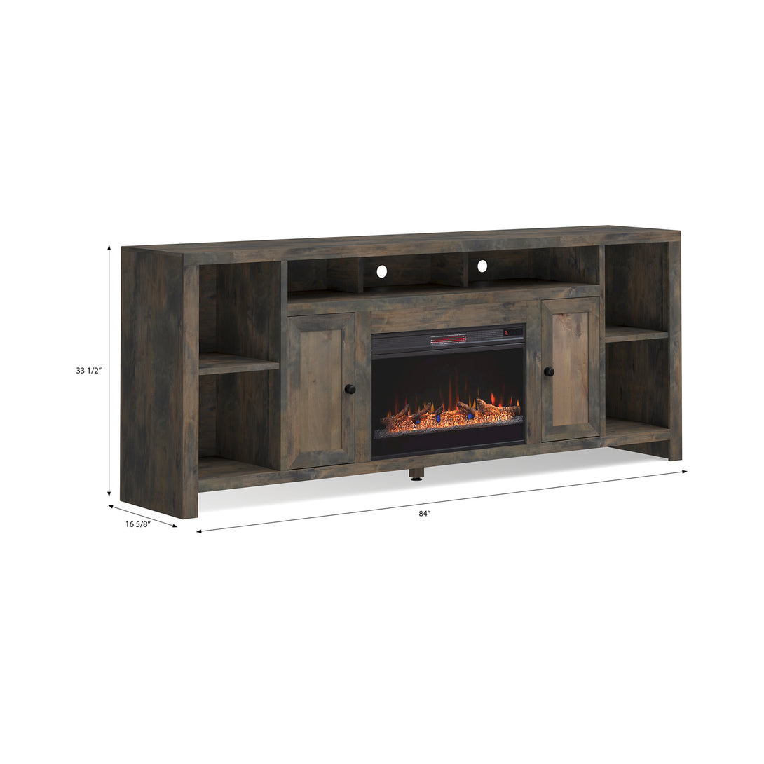 Joshua Creek 84" TV Stand with Fireplace Barnwood - Rustic Modern