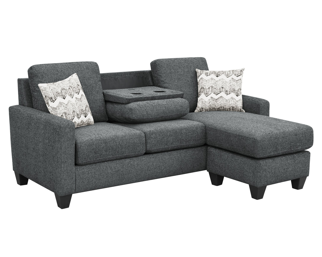 Keaton Reversible Chaise Sofa Endurance Graphite with bumper ottoman - Modern