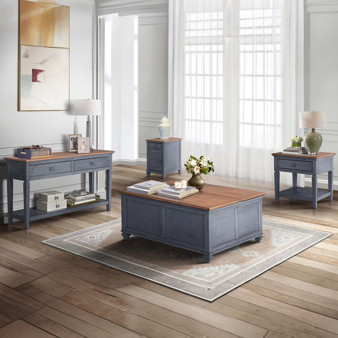 Americana Sofa Table Corduroy Blue - Traditional - LifeStyle