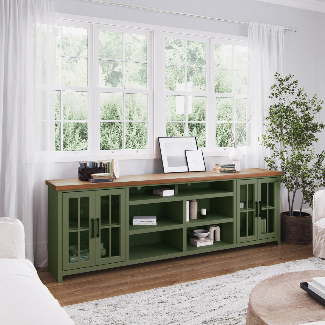 Vineyard 96 inch TV Stand Sage Green/Fruitwood - Modern Farmhouse