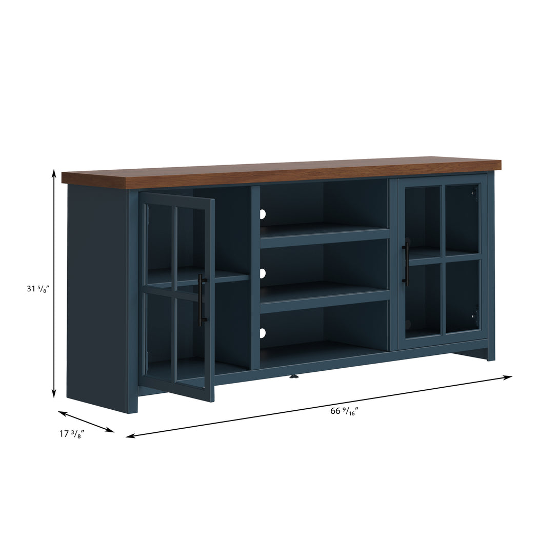 Nantucket 67" TV Stand Denim/Whiskey Modern Farmhouse