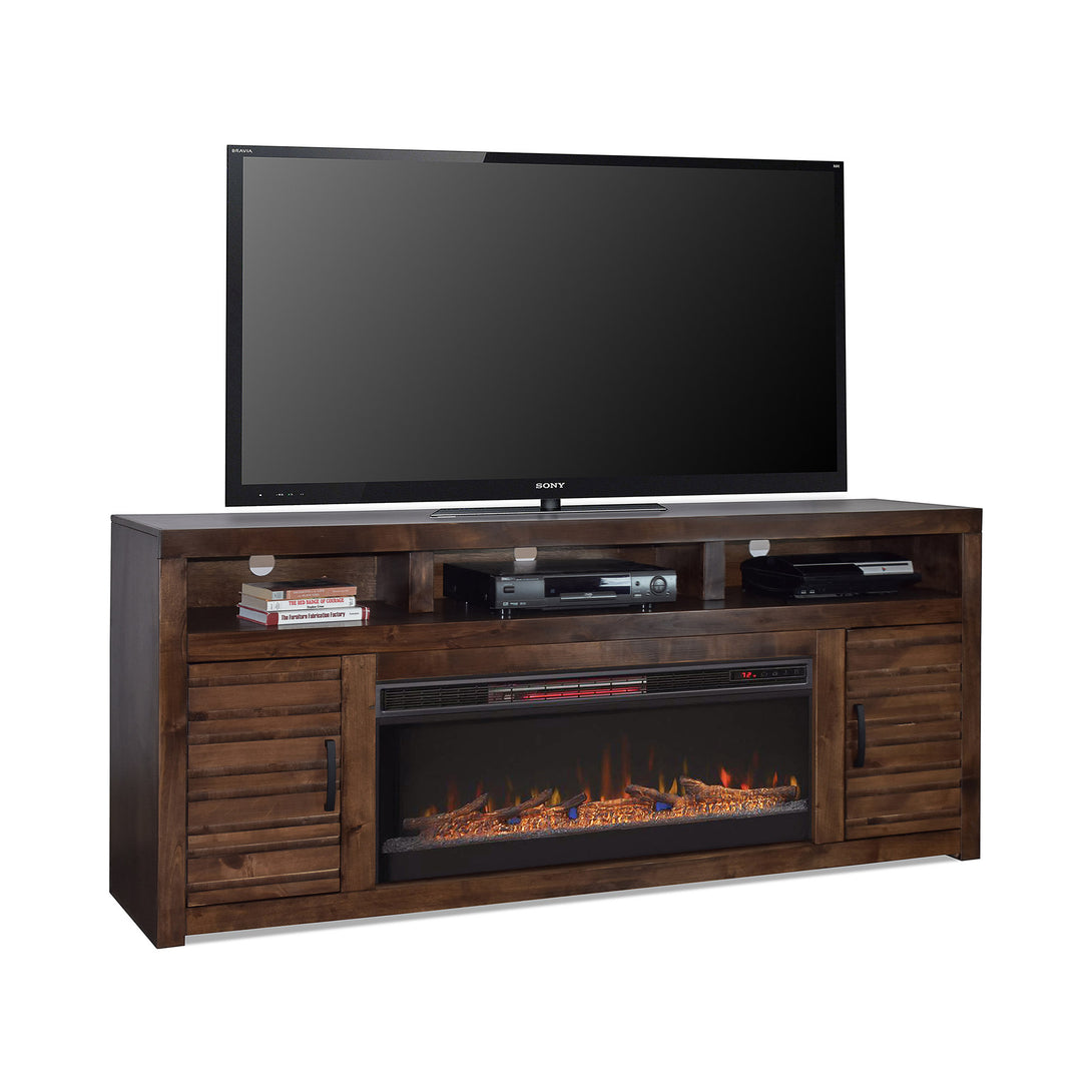 Sausalito 78" Fireplace TV Stand Whiskey - Transitional - Side View