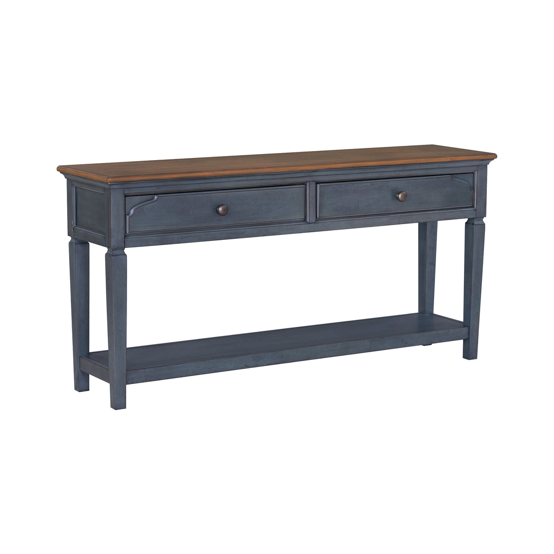 Americana Sofa Table Corduroy Blue - Traditional - Side View