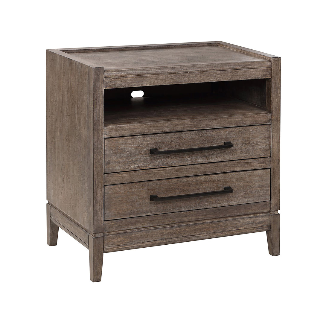 Montrose Nightstand Charcoal Brulee - Rustic - Side View