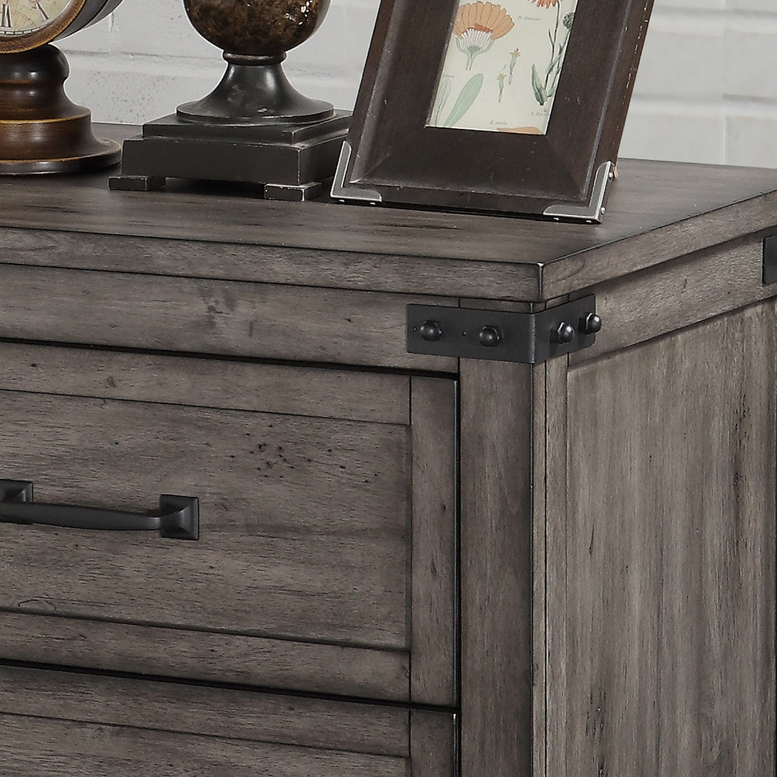 Storehouse Nightstand drawer Smoked Grey Rustic