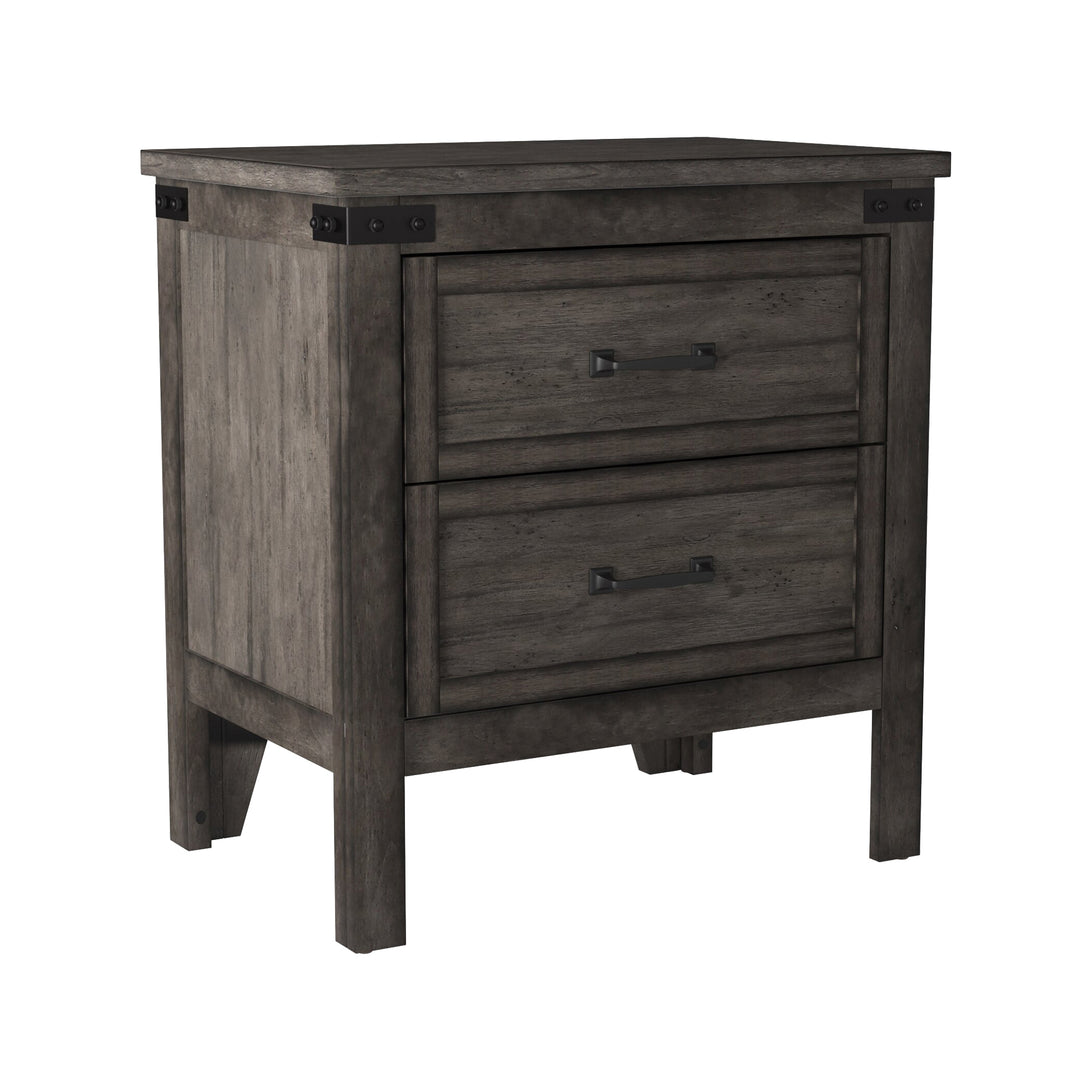 Storehouse Nightstand Smoked Grey - Rustic - Side View