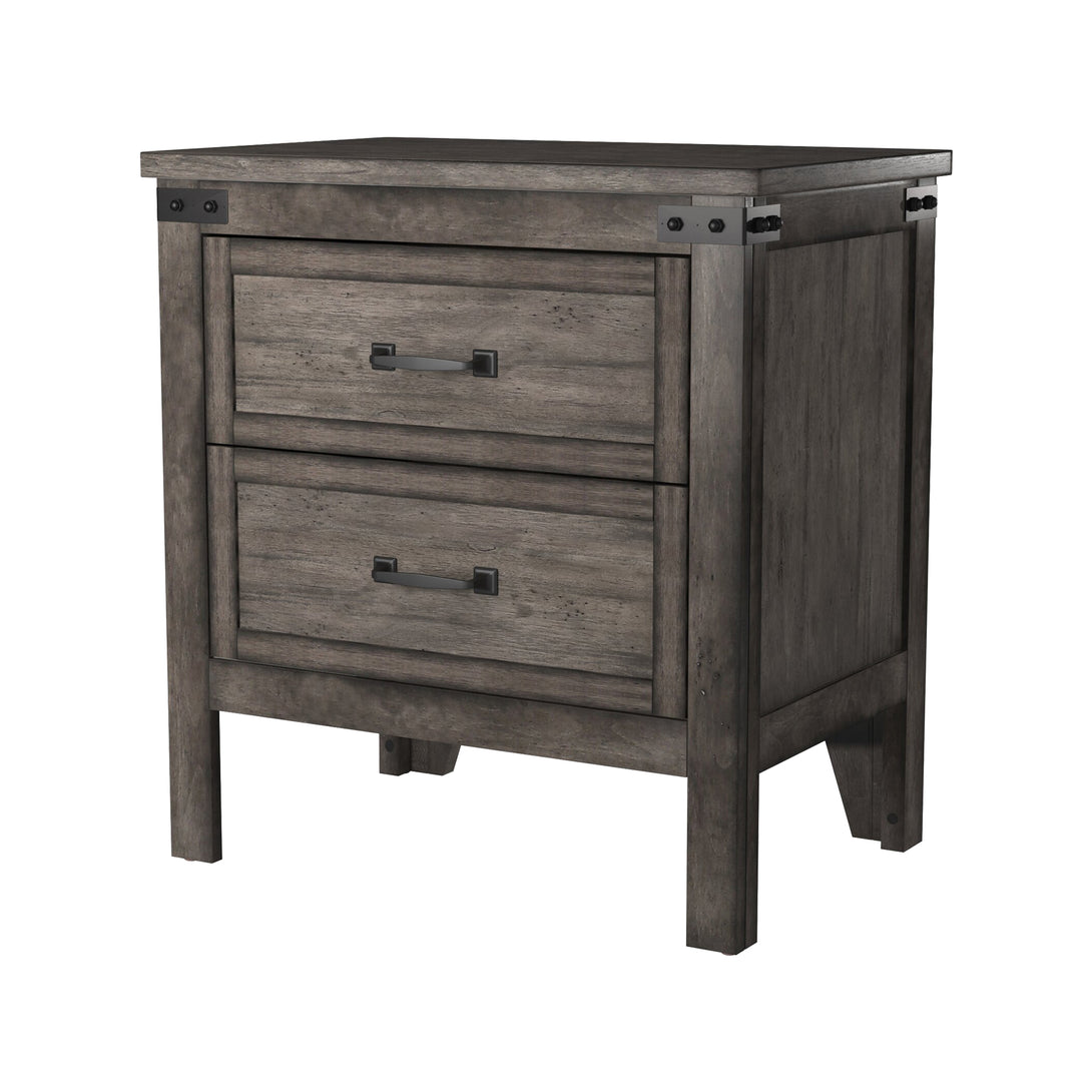 Storehouse Nightstand drawer Smoked Grey - Rustic - Side View